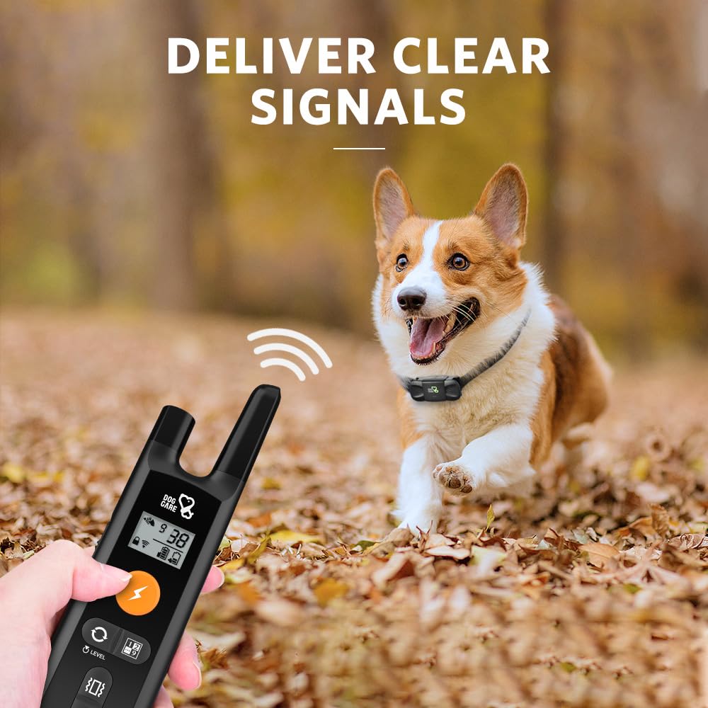 DOG CARE dog training collar adjustable-strap shows versatile size fit for 15-100 lb dogs.