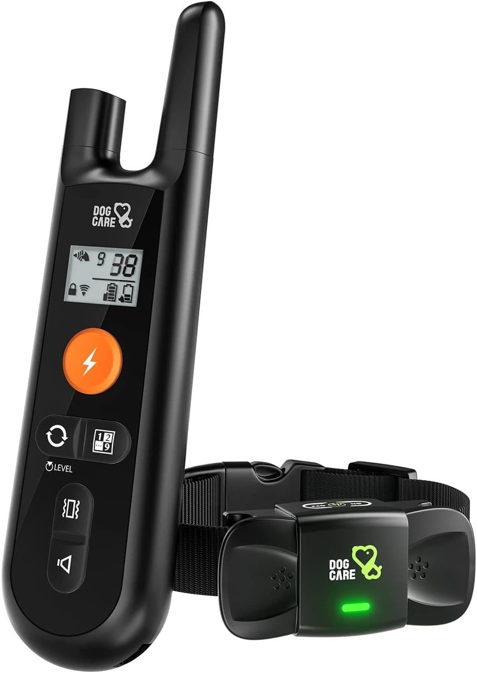 DOG CARE dog training collar front view highlighting durable build for daily obedience drills.