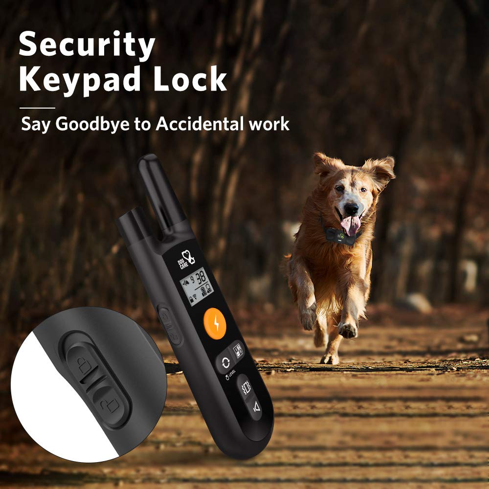 DOG CARE dog training collar rainproof shell demonstrates durable use in wet conditions.