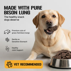 Dog Chits bison lung fillets training sample treats demonstrate bite-sized rewards during practice.