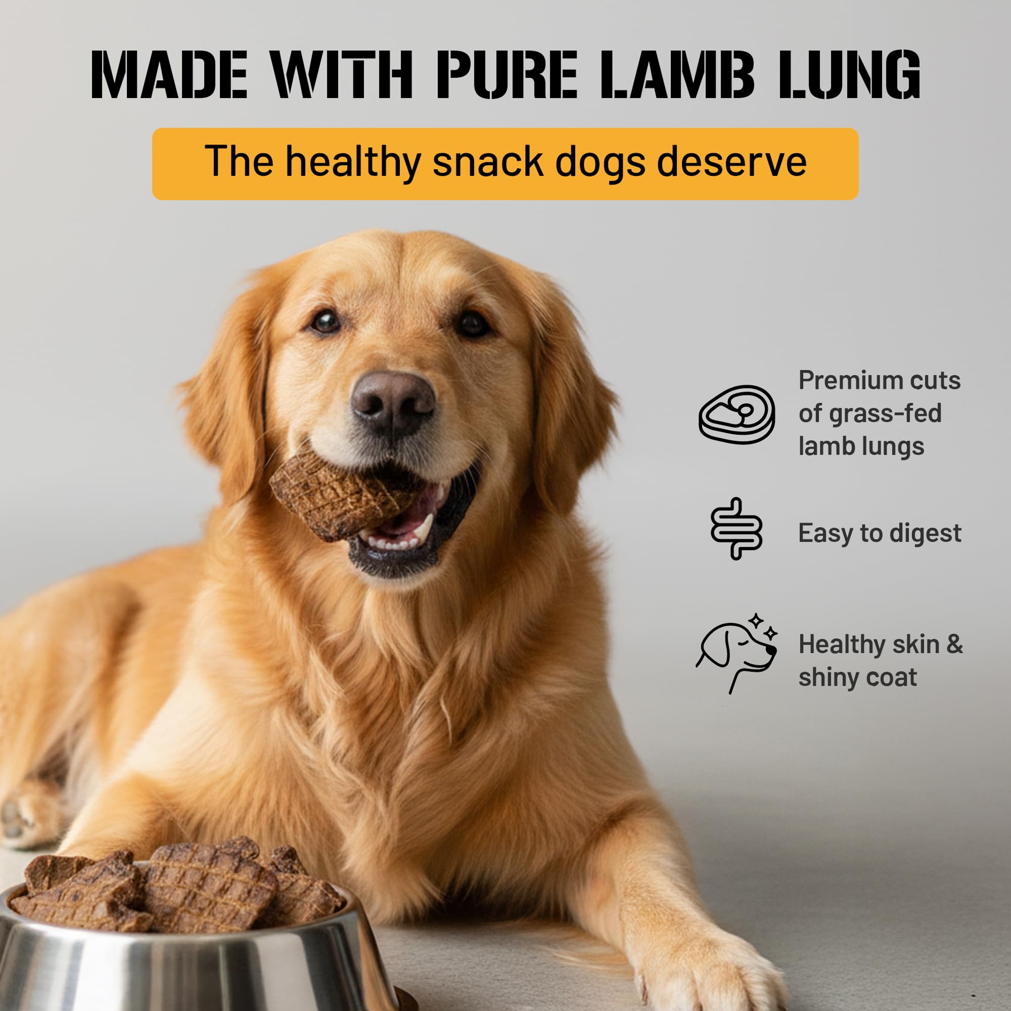 Dog Chits Lamb Lung Fillets puppy snack supports protein during growth.