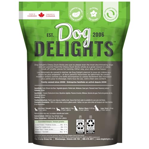 Dog Delights Chewy Duck Sticks appearance shows natural color and meat-rich goodness for dogs.