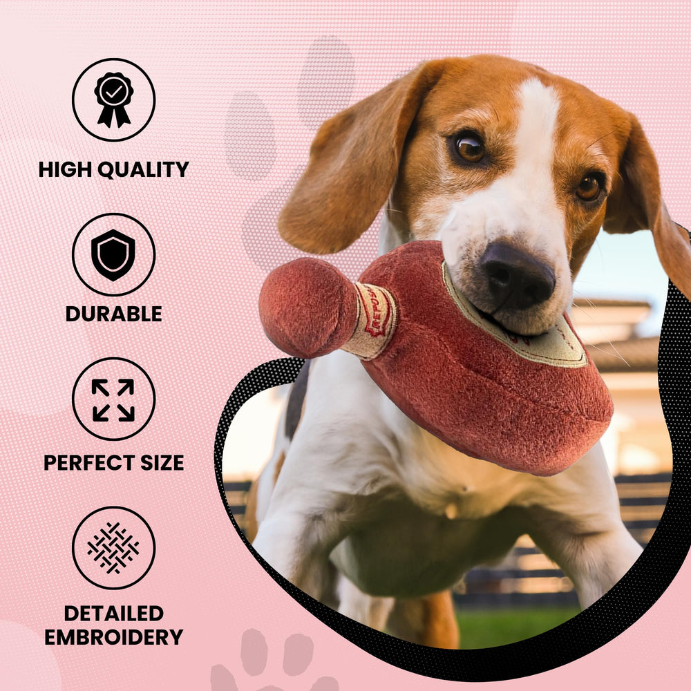 Dog Diggin Designs Libation Station plush texture close-up emphasizing durable soft exterior.