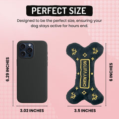 Dog Diggin Designs Runway Pup toy highlights intricate details and designer-inspired accents.