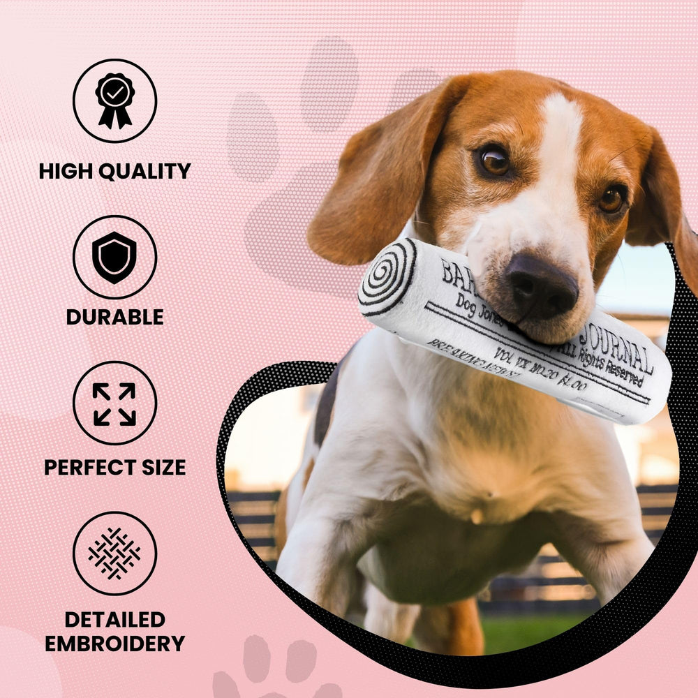 Dog Diggin Designs Runway Pup logo-patterned toy boosts visual appeal during games.