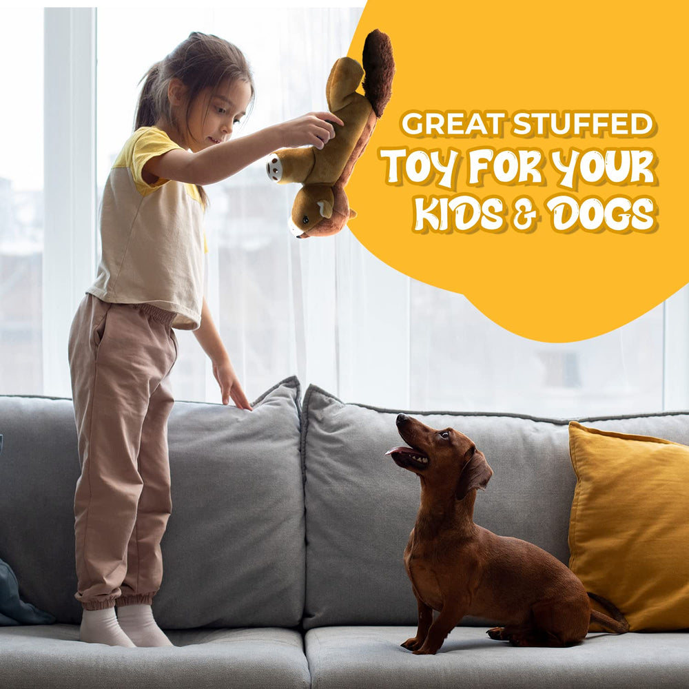 Dog Dog Big Fat Squirrel Toy durable stitching demonstrates long-lasting cuddle and chew-friendly design