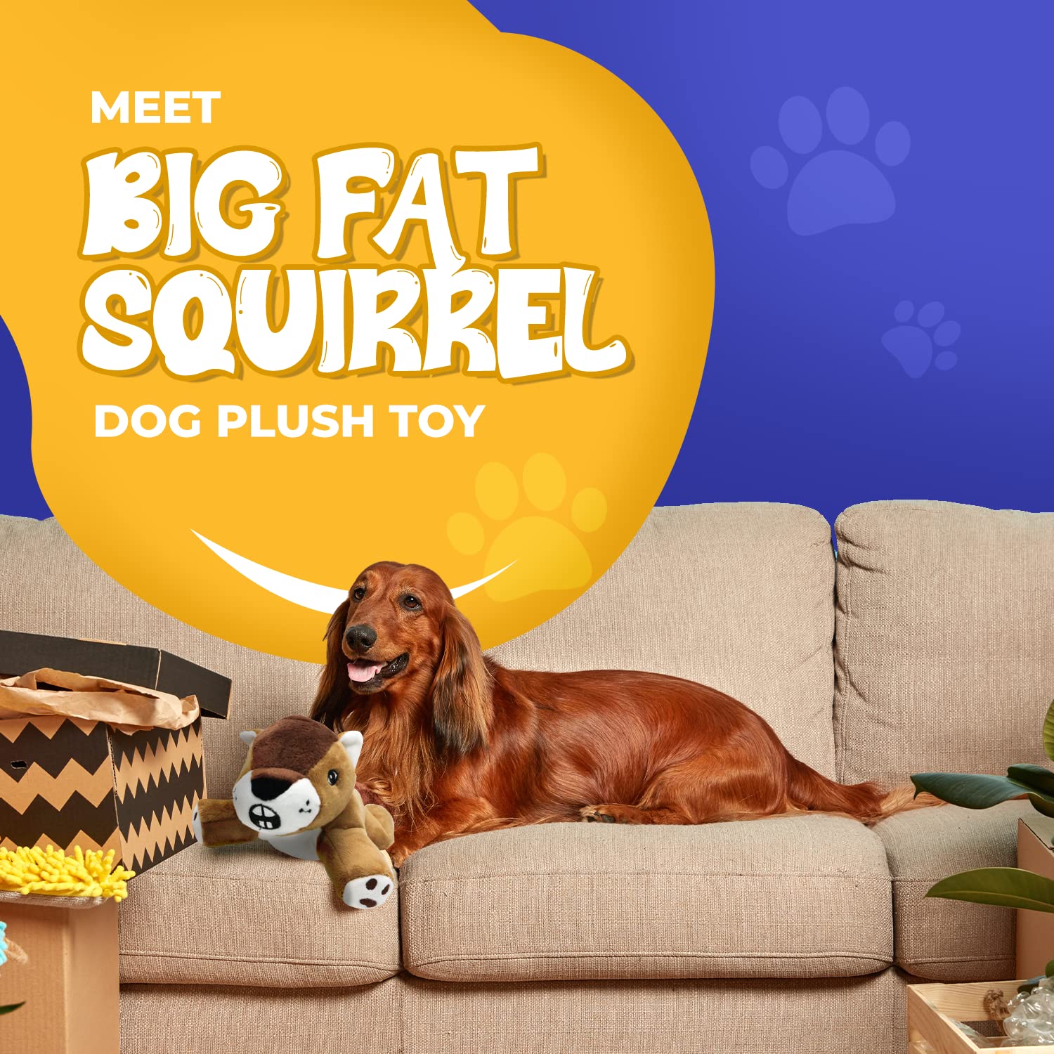 Dog Dog Big Fat Squirrel Toy squeaker inside delivers lively sounds during play sessions