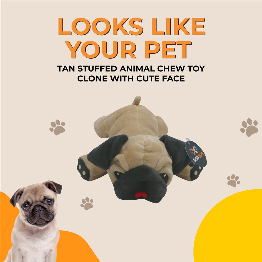 Dog Dog Pug plush close-up highlights soft marshmallow feel.