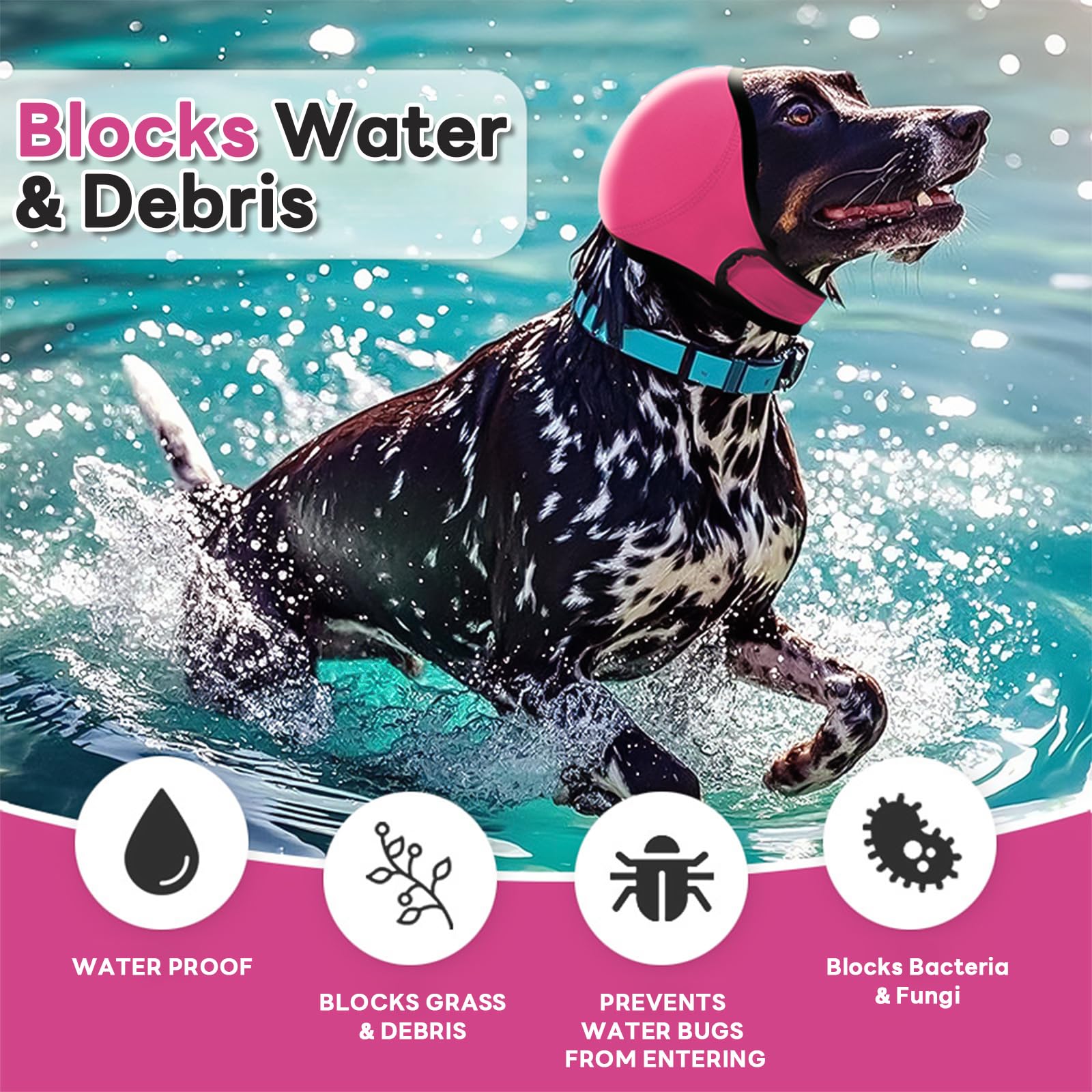 Dog Ear Muffs water protection during baths or rain usage.