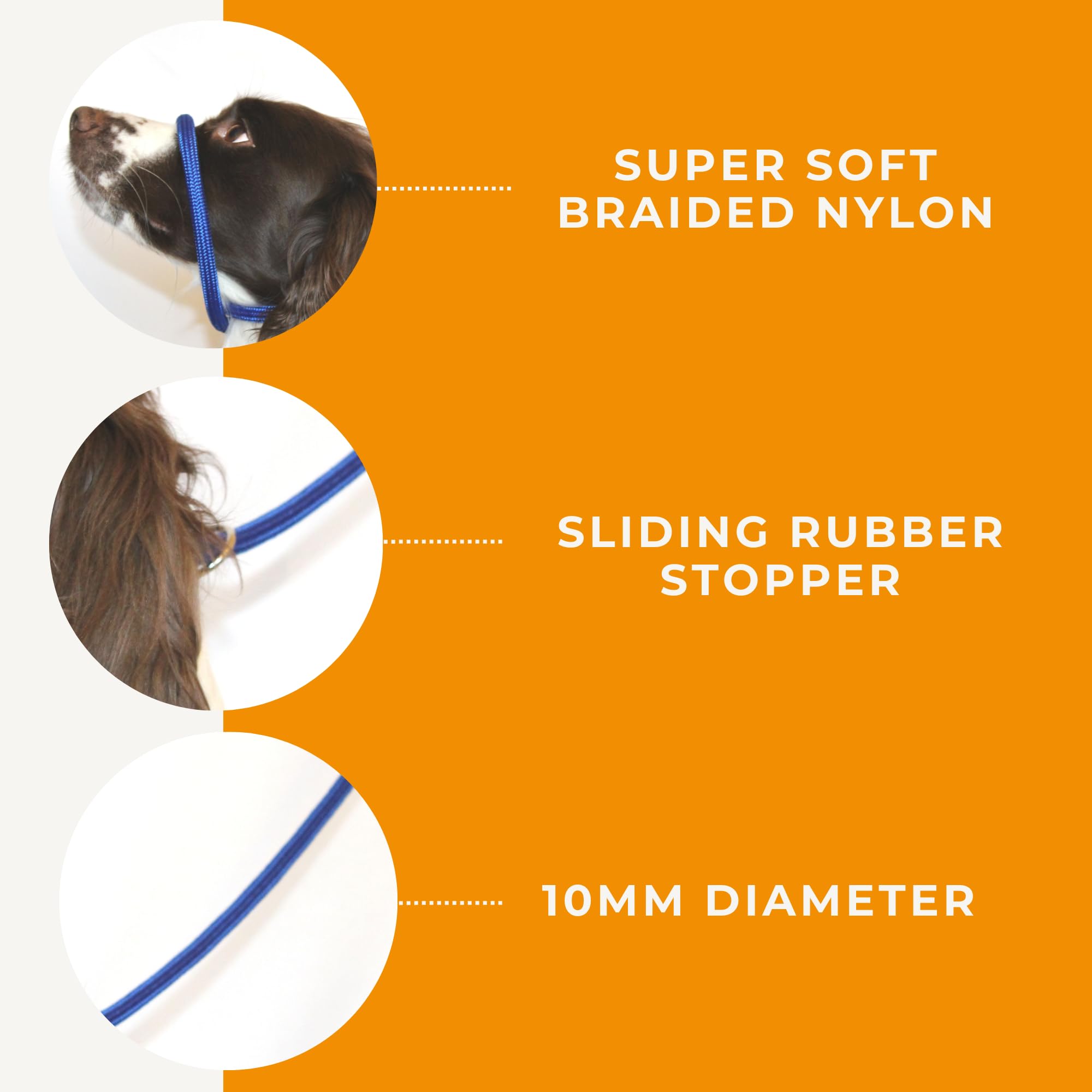 Dog & Field nylon rope texture blue closeup emphasizes soft grip and durability during walks.