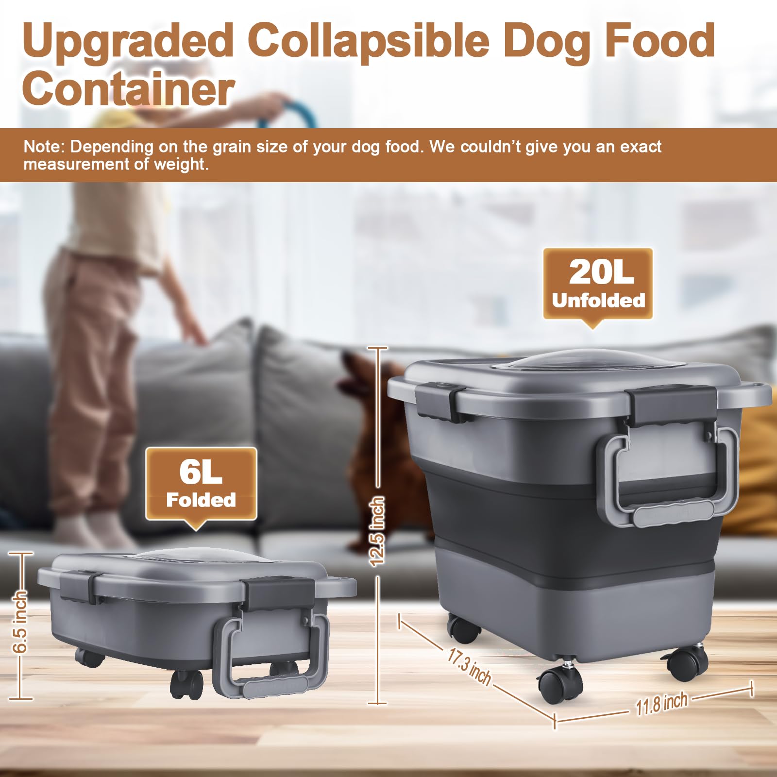 TIOVERY dog-food-container with attached wheels for effortless movement
