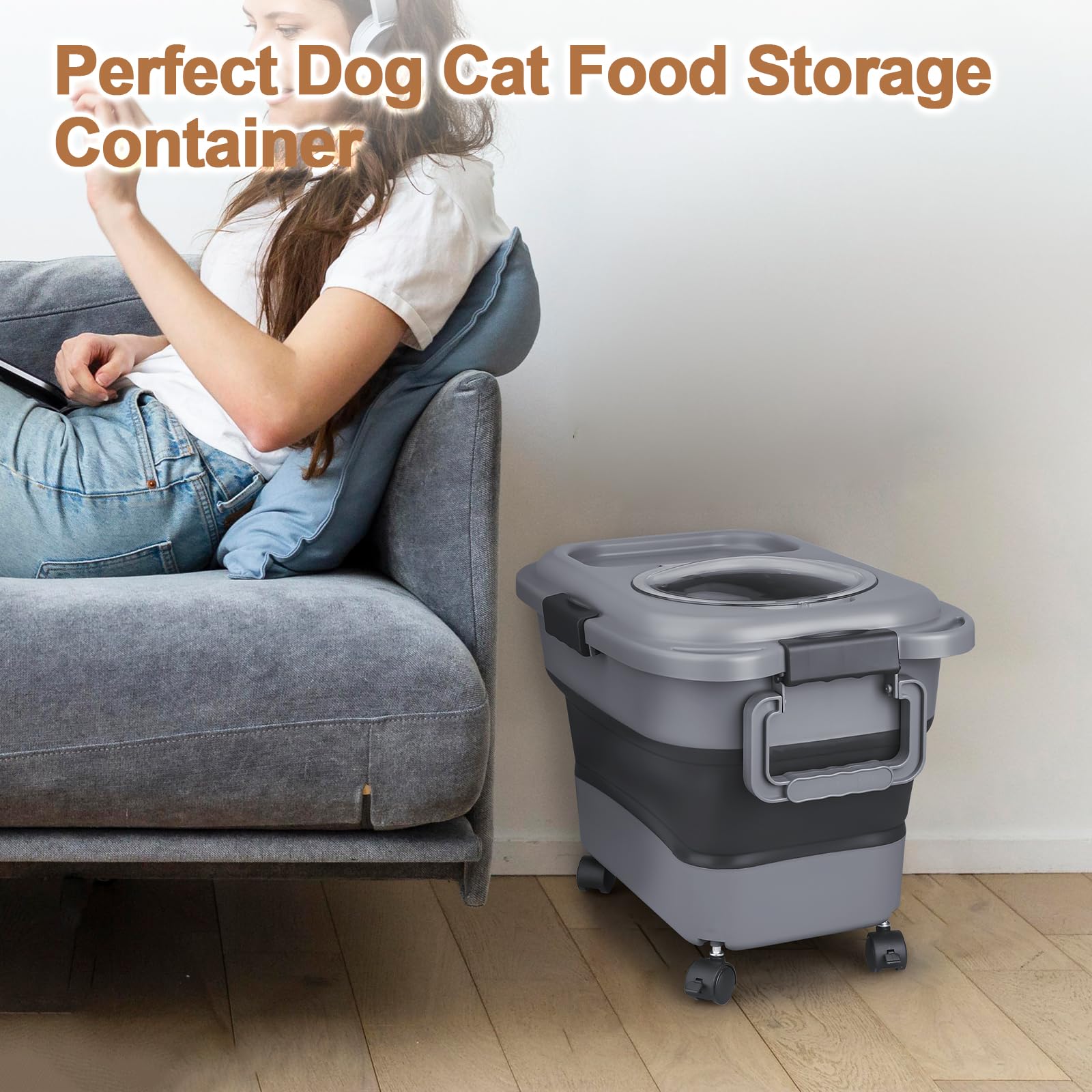 TIOVERY dog-food-container includes scoop and travel bowl for on-the-go