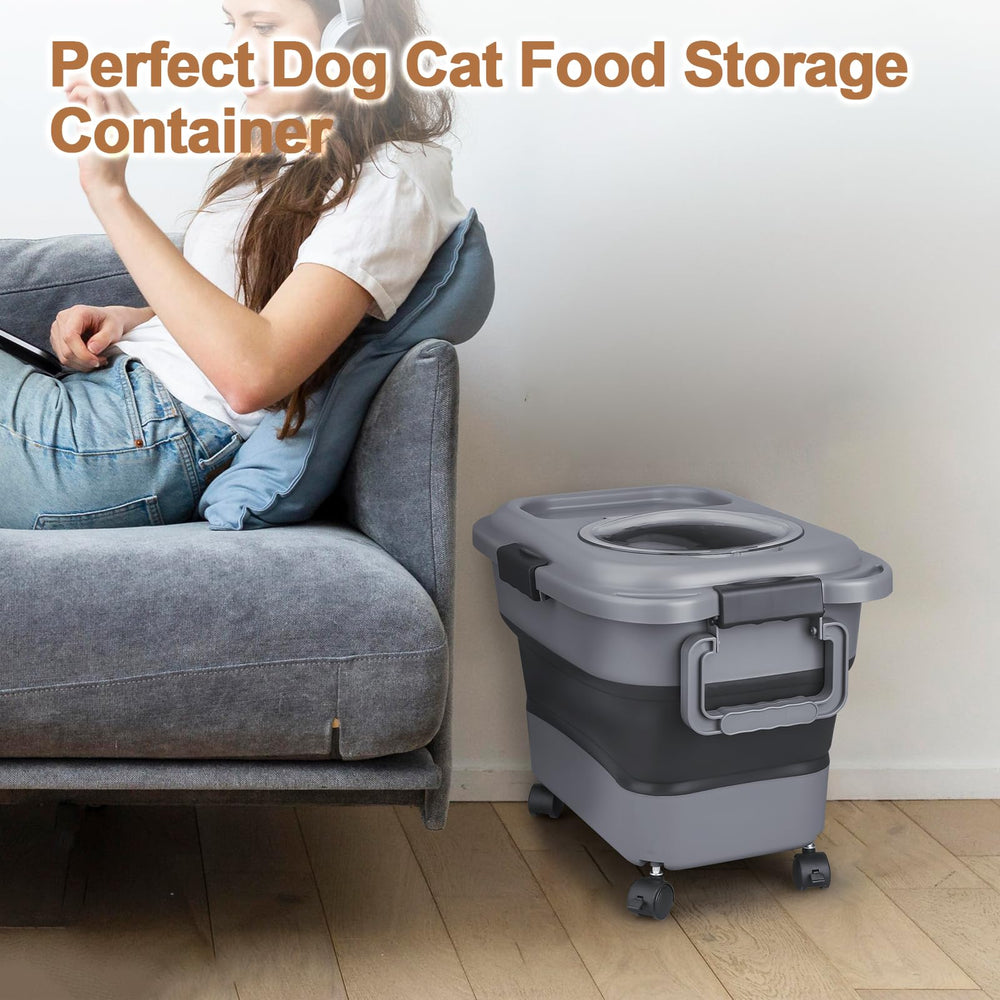 TIOVERY dog-food-container includes scoop and travel bowl for on-the-go