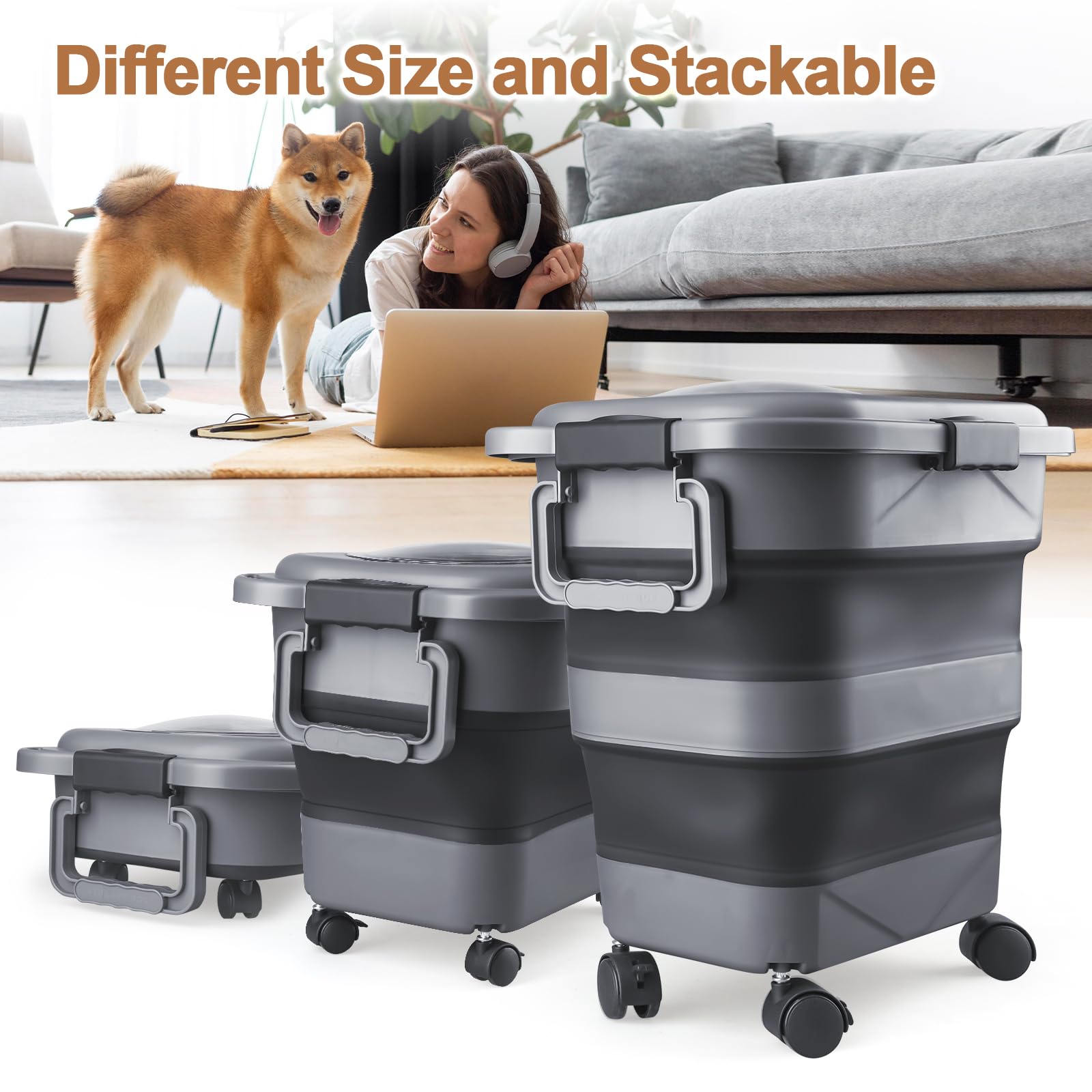 TIOVERY dog-food-container strong gasket and four lids seal moisture
