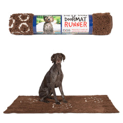 Dog Gone Smart Dirty Dog Doormat absorption closeup shows ultra-absorbent microfiber for muddy paws