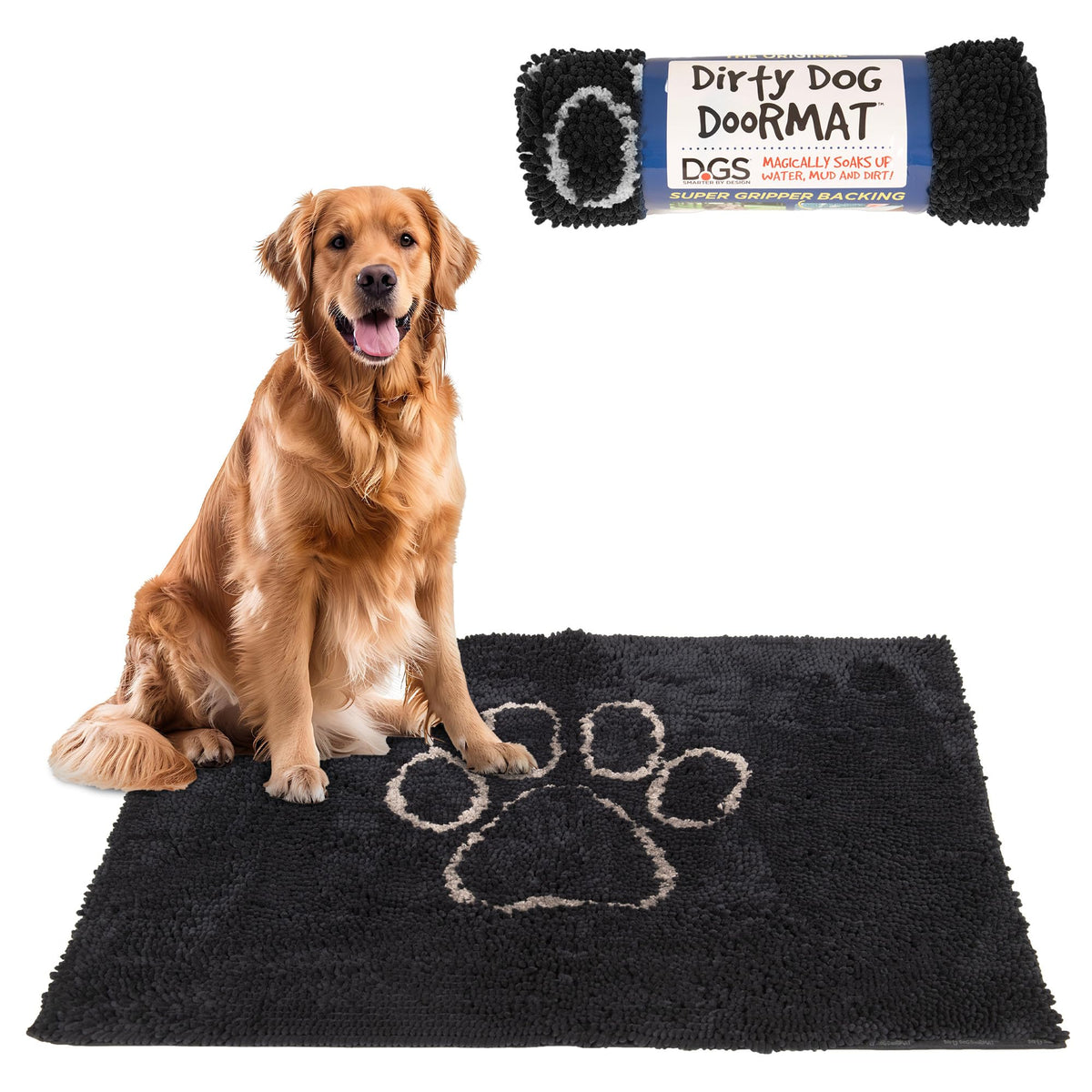 Dog Gone Smart Dirty Dog Doormat absorption closeup showcases high soak capacity for mud