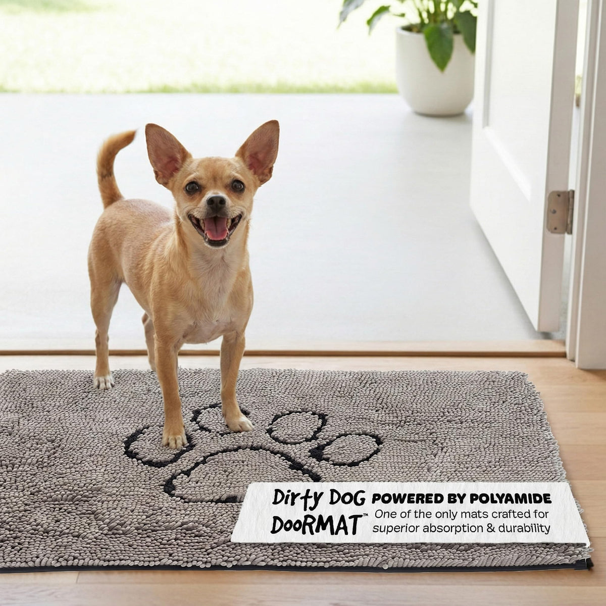 Dog Gone Smart Dirty Dog Doormat absorption closeup highlights high water uptake