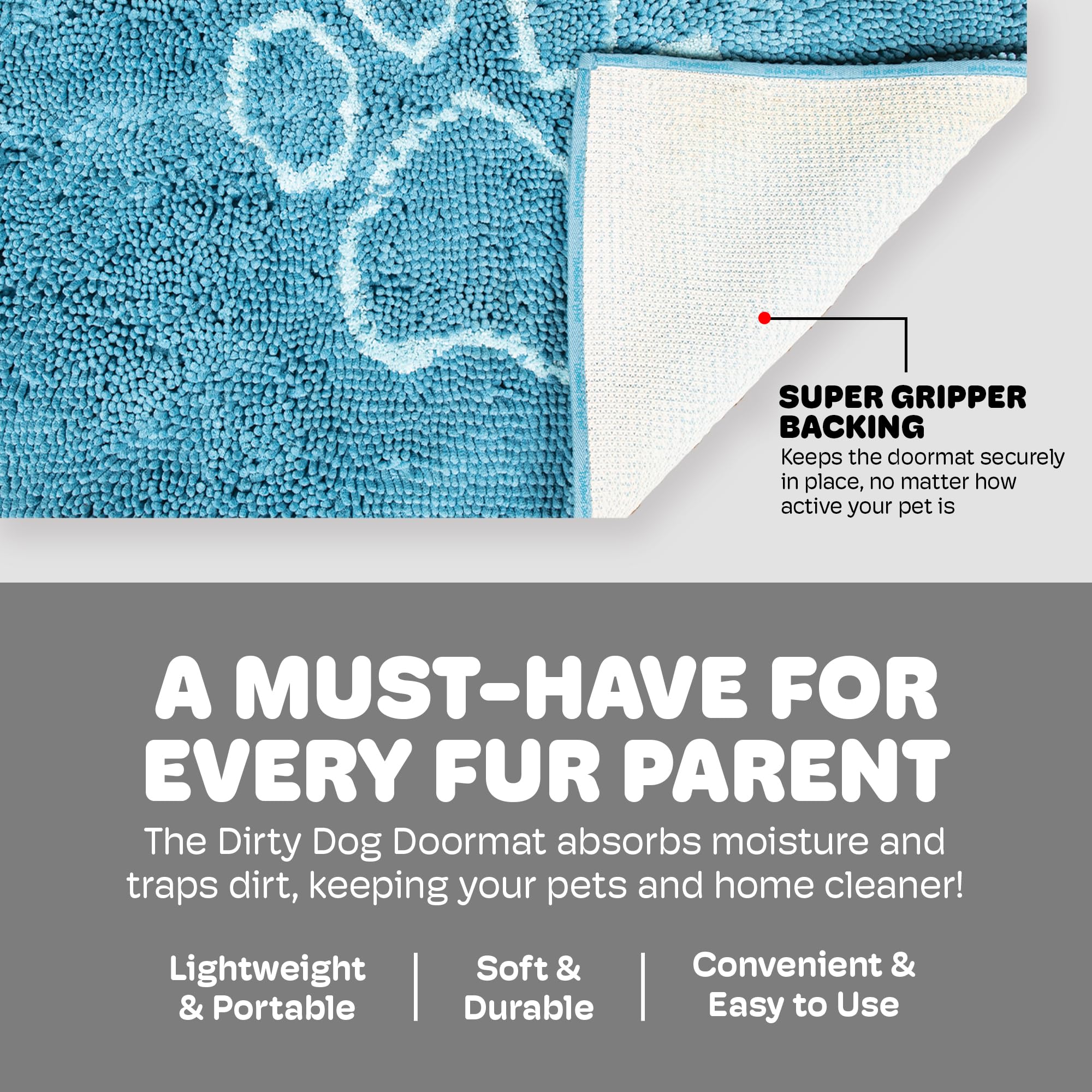 Dog Gone Smart Dirty Dog Doormat Aqua car interior protection during trips