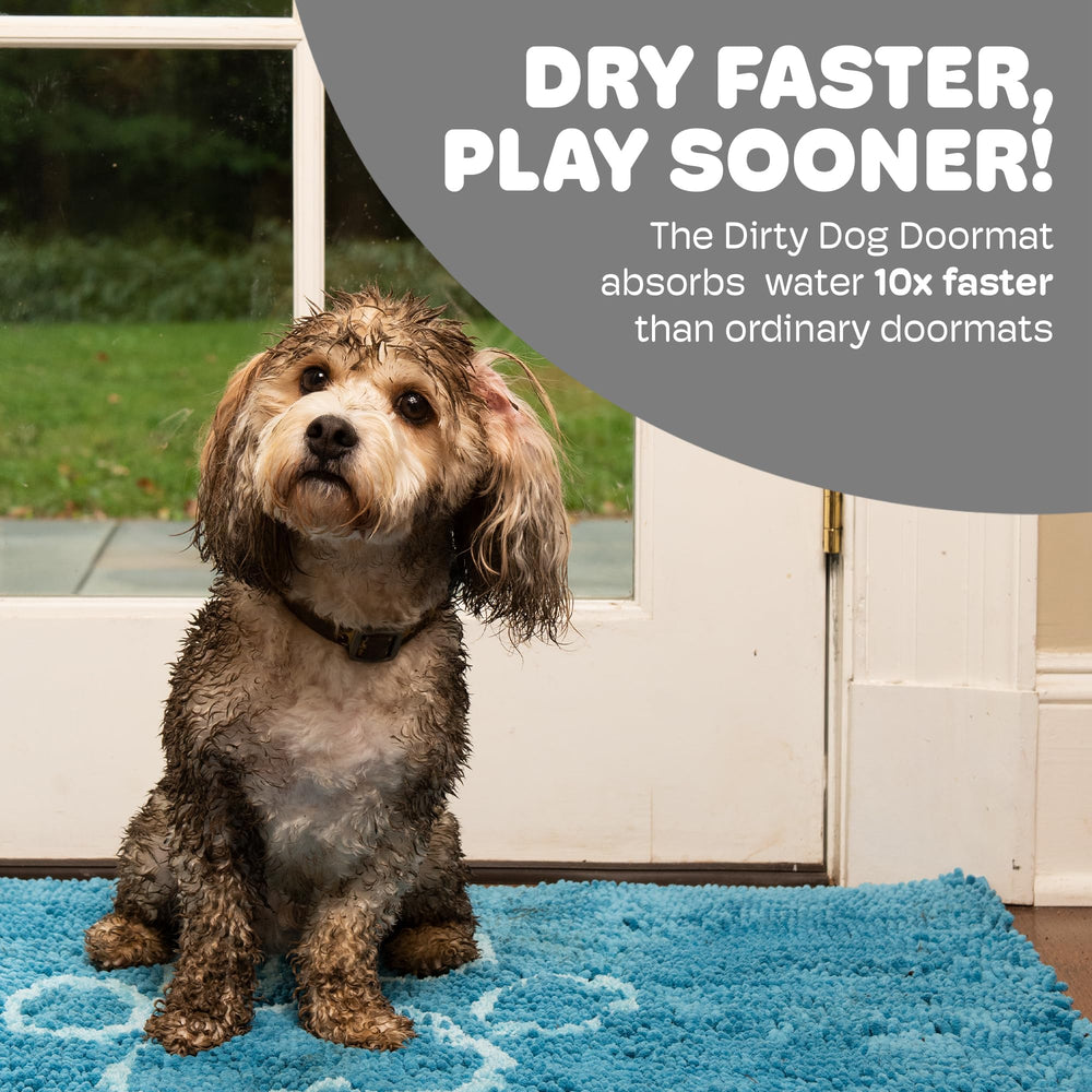 Dog Gone Smart Dirty Dog Doormat Aqua plush microfiber closeup soft paw-friendly surface