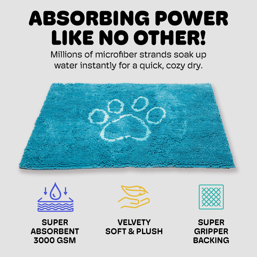 Dog Gone Smart Dirty Dog Doormat Aqua stay-put backing prevents sliding on smooth floors