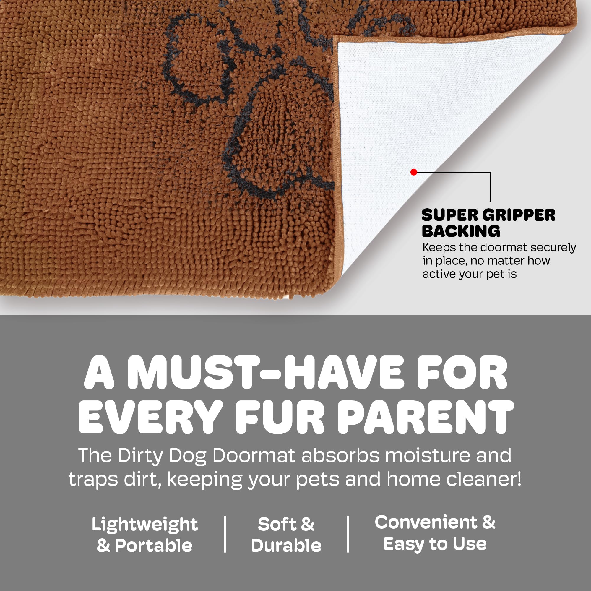 Dog Gone Smart Dirty Dog Doormat non-slip placement on smooth floor surfaces during use