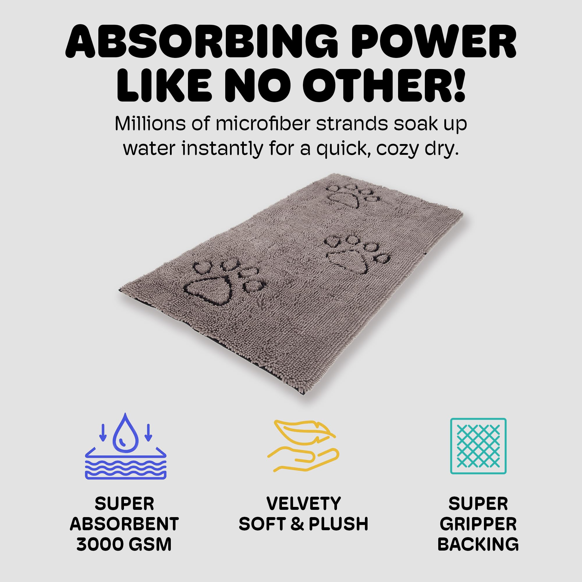 Dog Gone Smart Dirty Dog Doormat plush microfiber feels soft on paws.