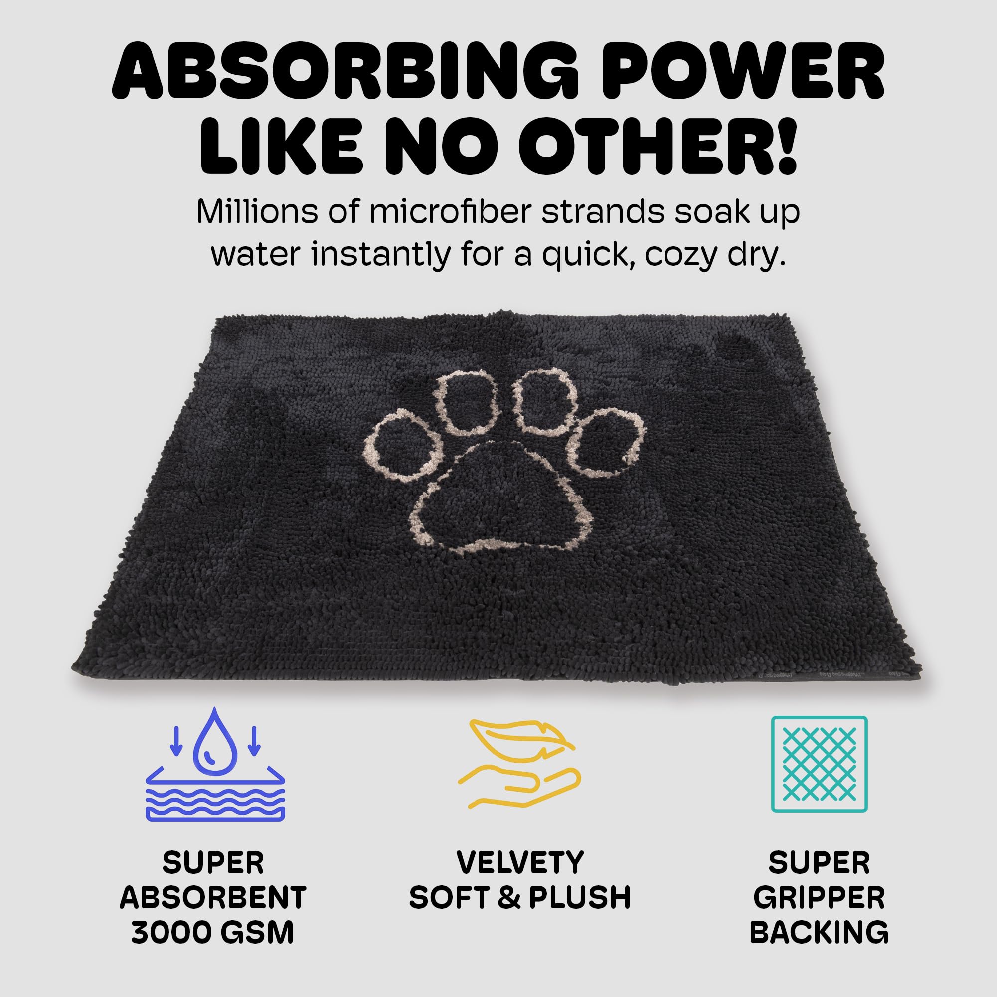 Dog Gone Smart Dirty Dog Doormat plush texture cushions paws during drying