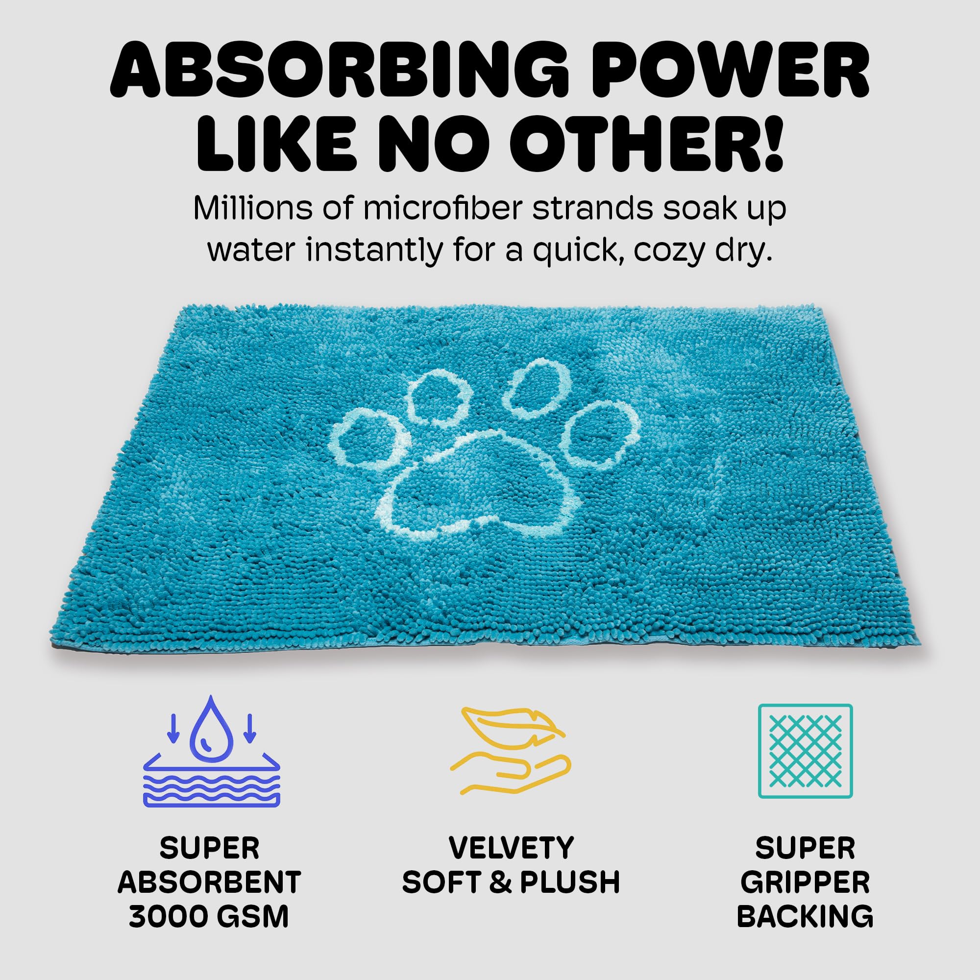 Dog Gone Smart Dirty Dog Doormat rapid-drying closeup demonstrates faster moisture reduction after walks