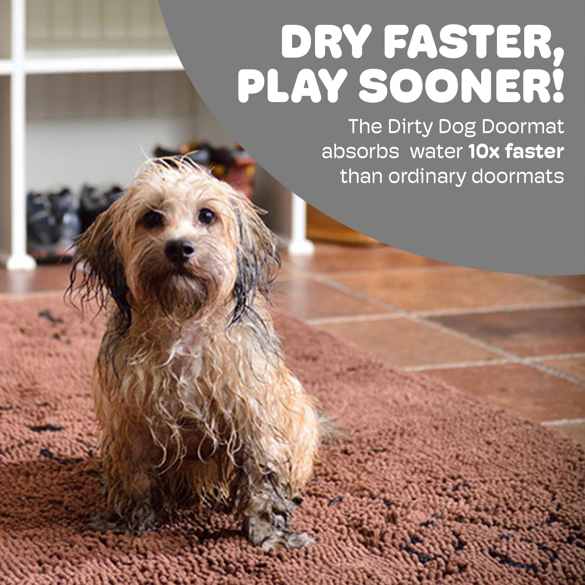 Dog Gone Smart Dirty Dog Doormat rapid-drying closeup demonstrates quick moisture removal