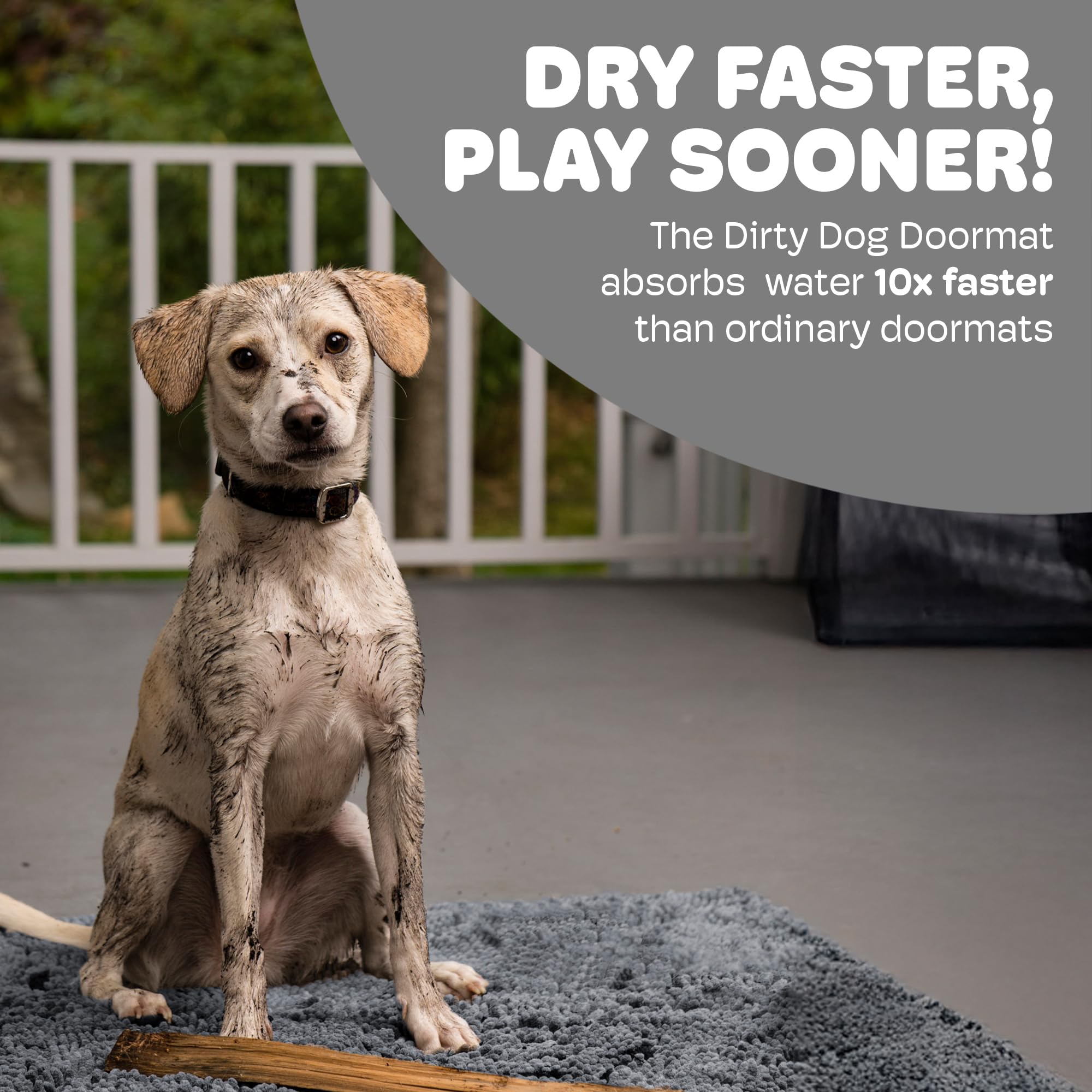 Dog Gone Smart Dirty Dog Doormat rapid-drying texture after a wet outdoor walk.