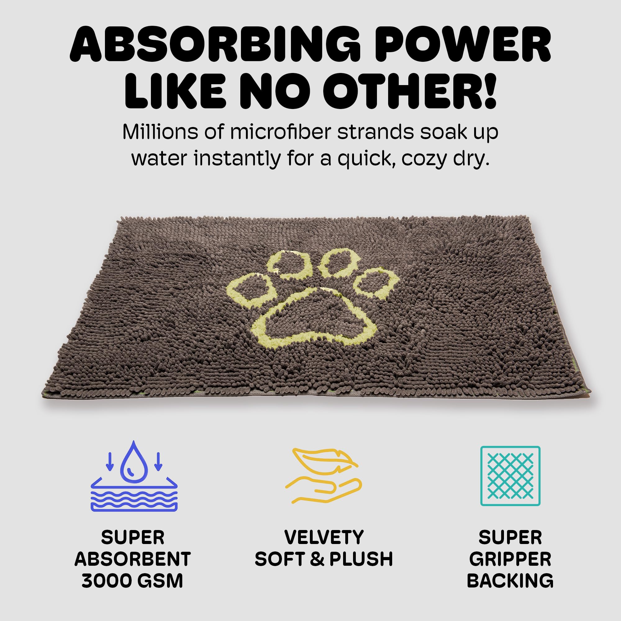 Dog Gone Smart Dirty Dog Doormat rapid-drying action highlights quick moisture loss