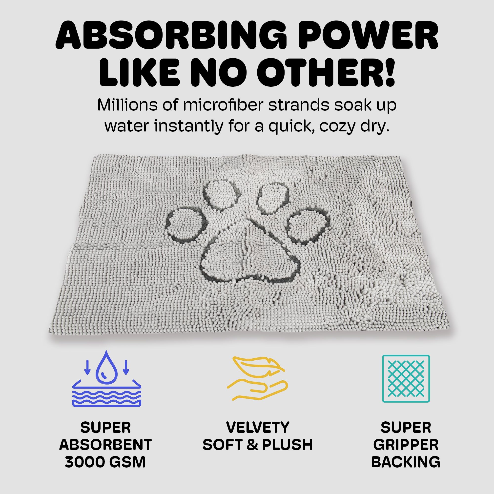 Dog Gone Smart Dirty Dog Doormat plush microfiber surface for cozy paw comfort.