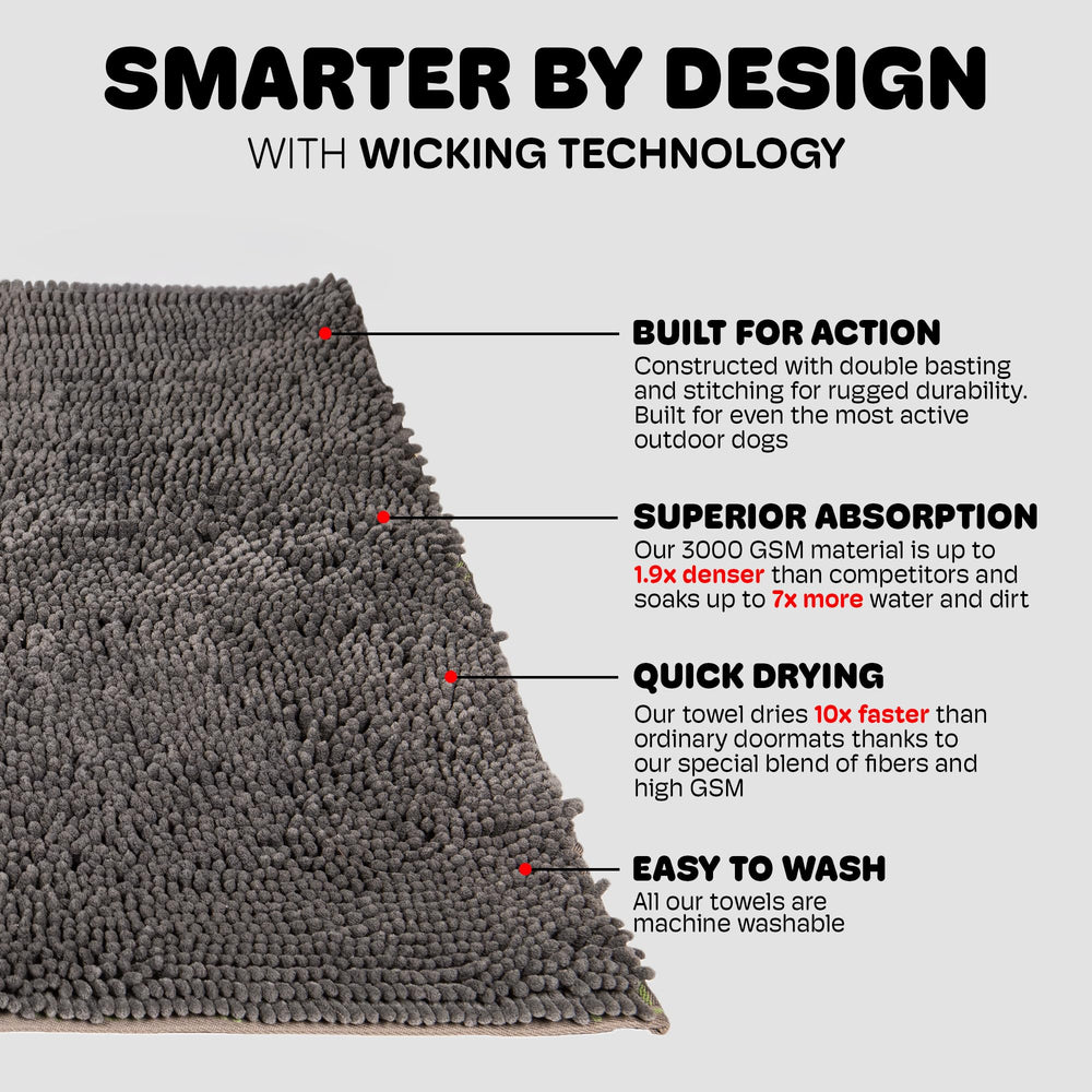 Dog Gone Smart Dirty Dog Doormat stay-put backing prevents slipping on smooth floors.