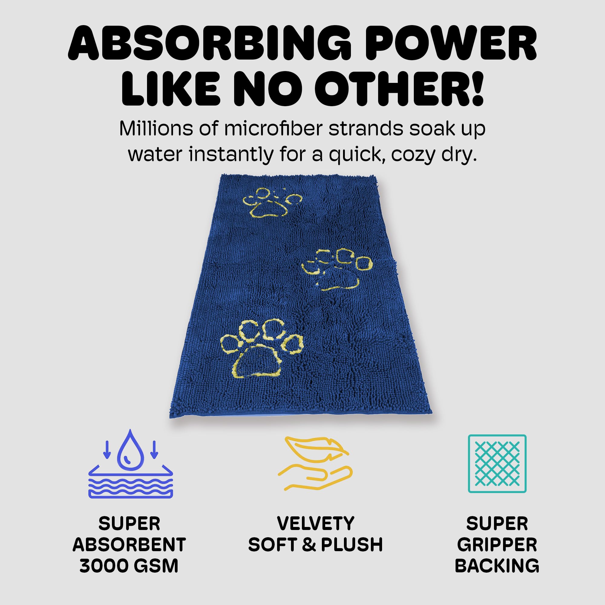 Dog Gone Smart Dirty Dog Doormat stay-put backing prevents slipping on slick floors