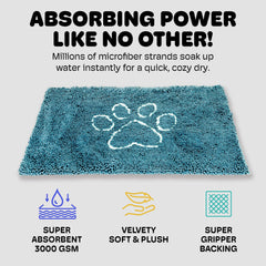 Dog Gone Smart Dirty Dog Doormat stay-put backing keeps mat steady on smooth floors.