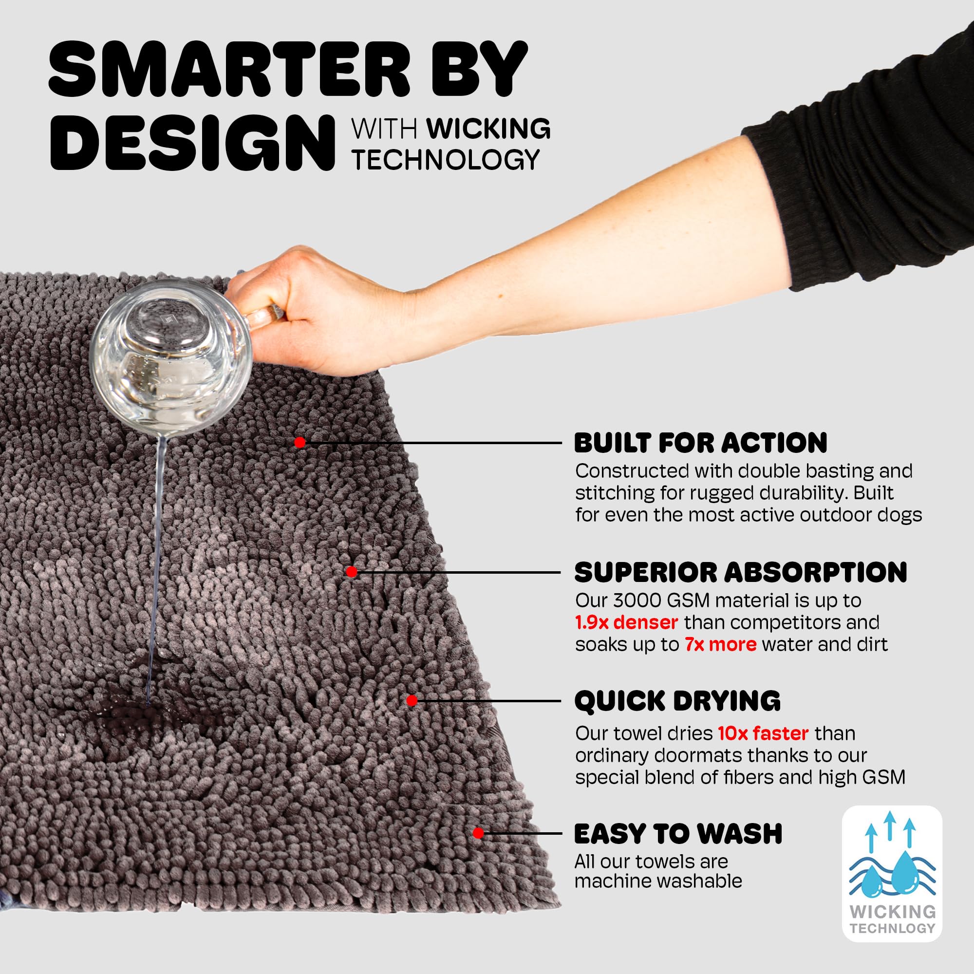 Dog Gone Smart Dirty Dog Doormat stay-put backing prevents slipping on smooth floors