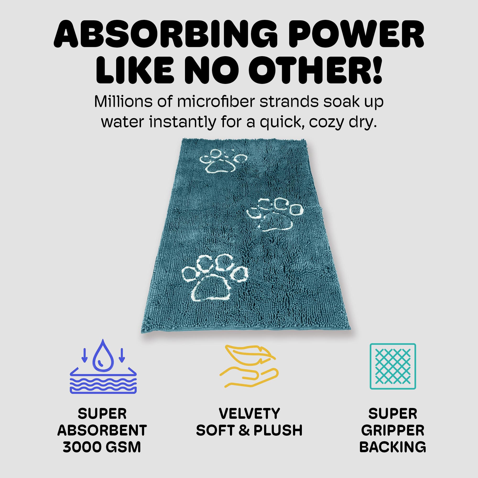 Dog Gone Smart Dirty Dog Doormat stays-put backing on floor tile for slip resistance.