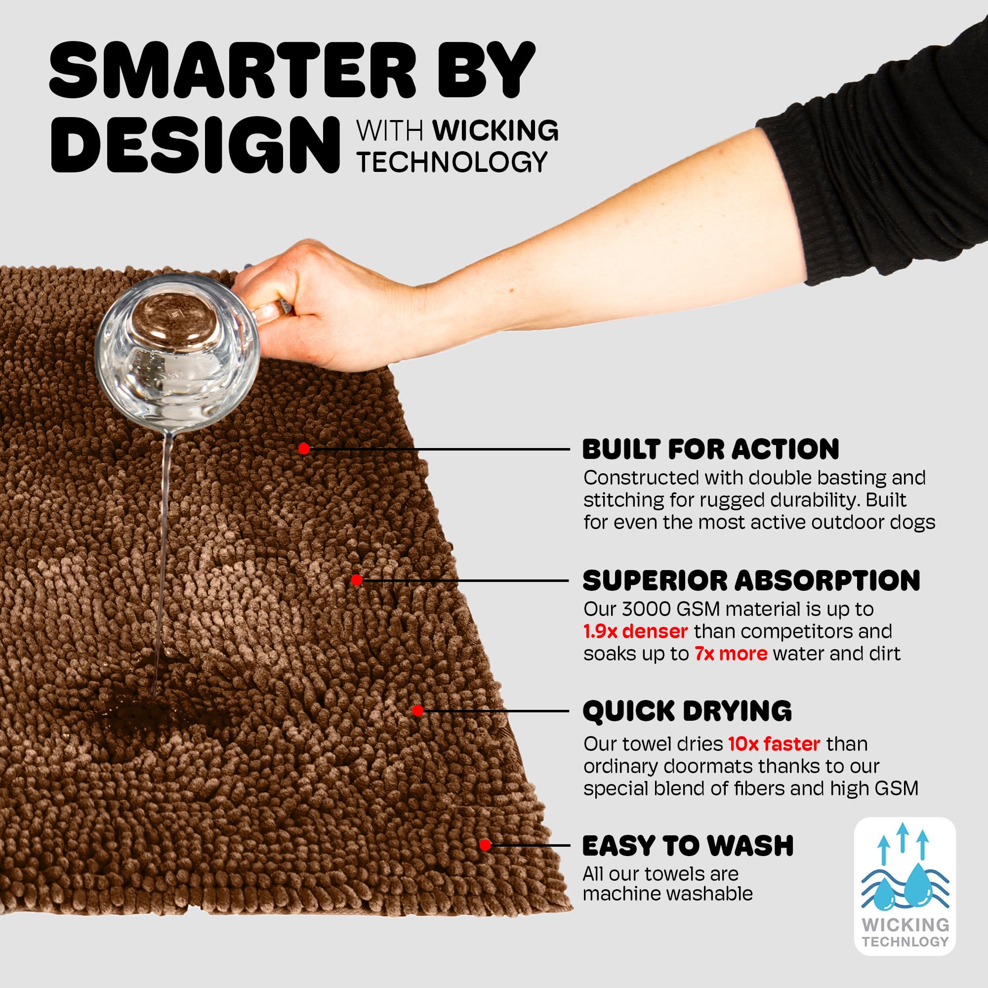 Dog Gone Smart Dirty Dog Doormat versatile-use in car seats and crates