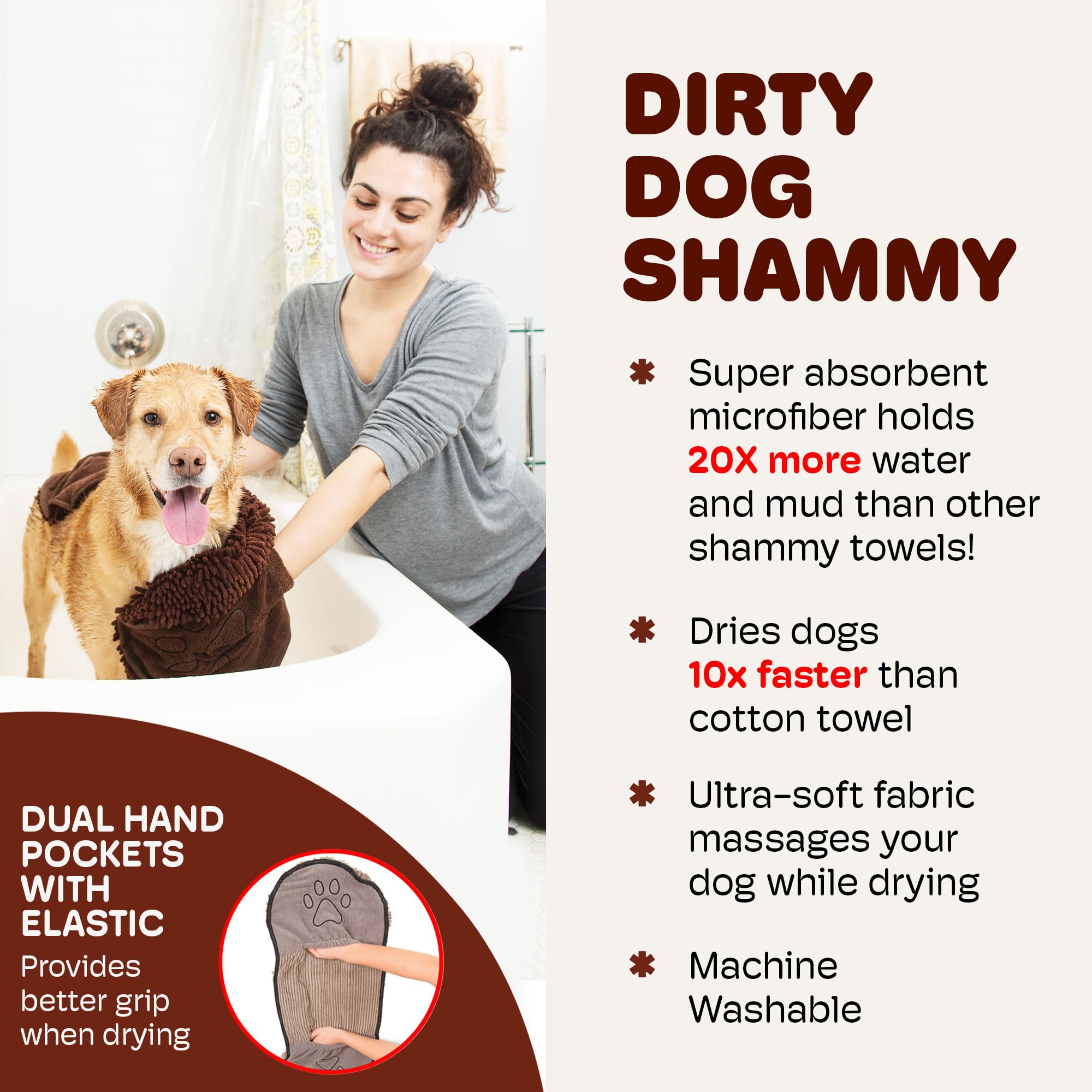 Dog Gone Smart Dirty Dog Shammy used after beach play to dry quickly.