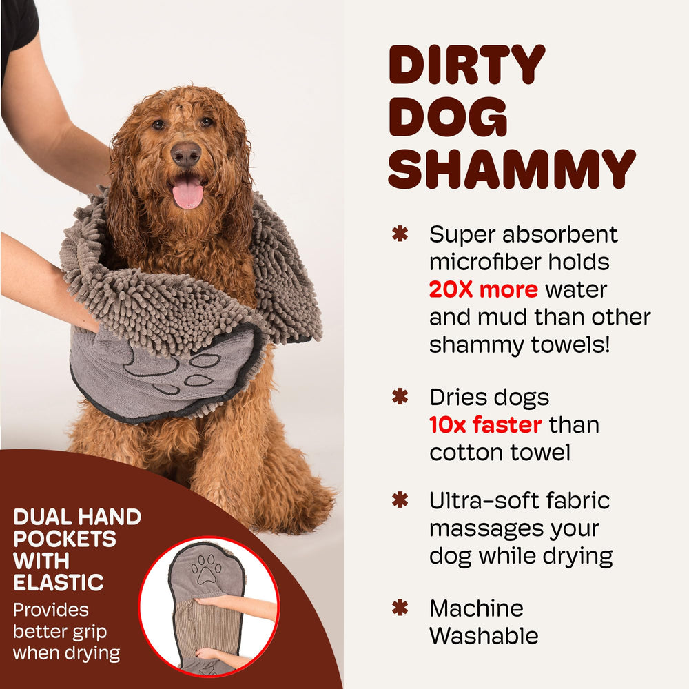 Dog Gone Smart Dirty Dog Shammy beach-ready drying on damp fur after swim
