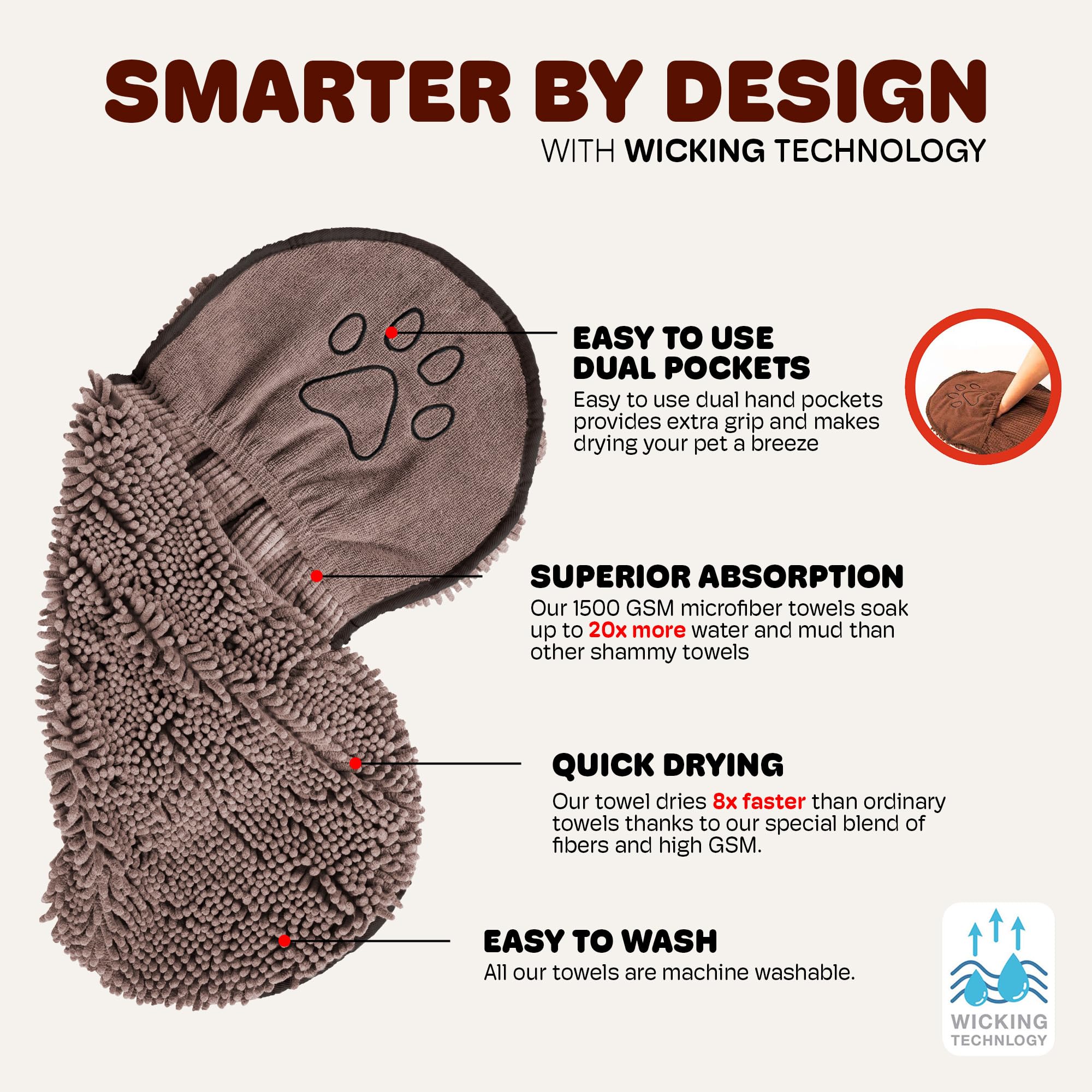 Dog Gone Smart Dirty Dog Shammy machine-washable grey fabric on hanger
