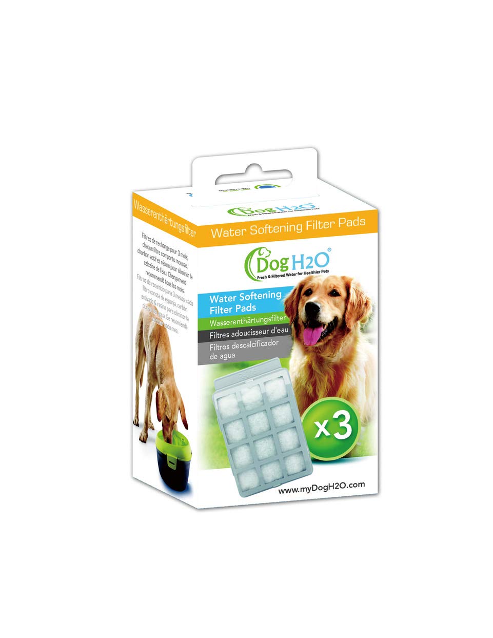 Dog H2O R-016-CH water-softening filter pad grey-white pack improves water quality for pets.
