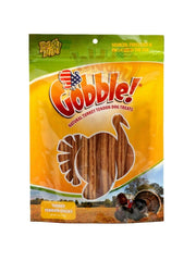 Dog Nip Gobble resealable bag close-up highlights single-ingredient, all-natural chews.