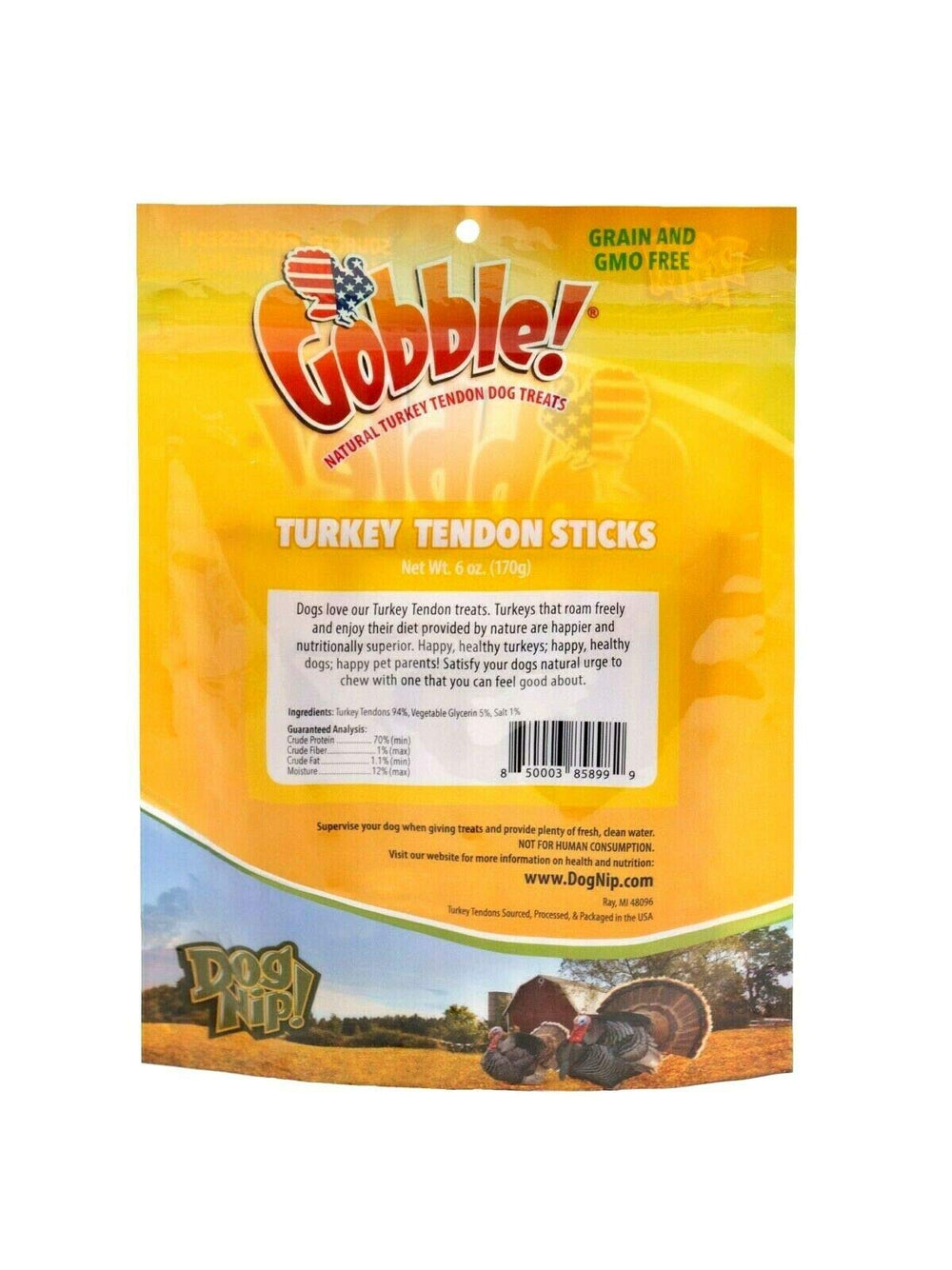 Gobble turkey tendon texture close-up shows chewy, jumbo chew for medium dogs.