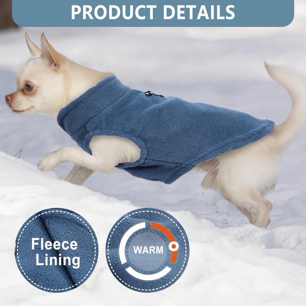 Dog-sweater size chart helps find perfect S to XXL fit.