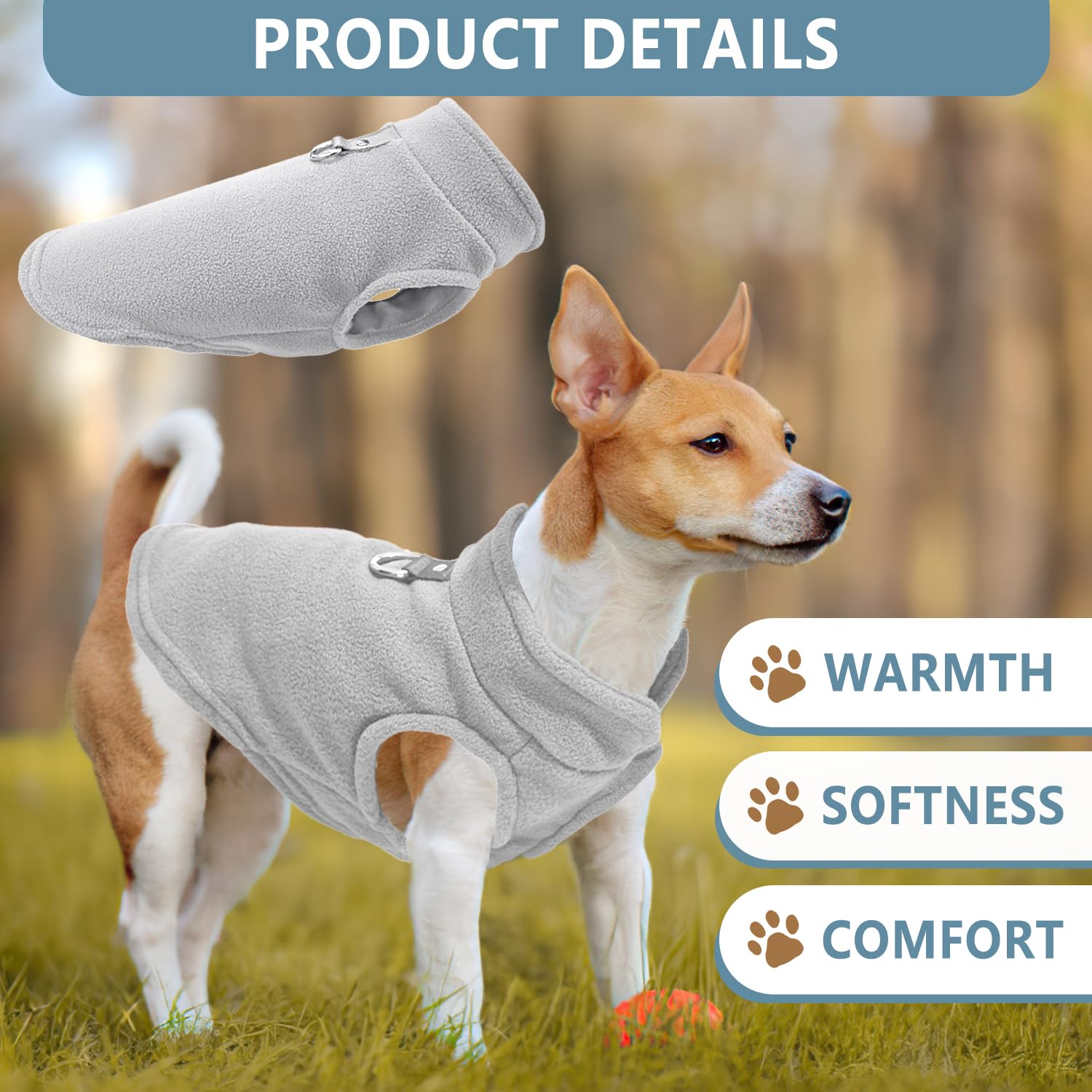 Dog-sweater soft stretchy fleece for cozy warmth and breathability.