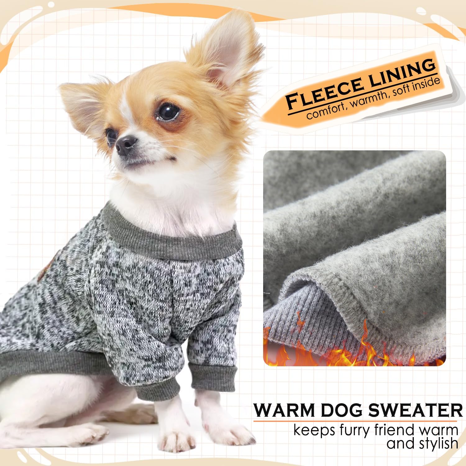 2 Pieces Dog Sweaters for Small Dogs, easy-on-off design for quick dressing.