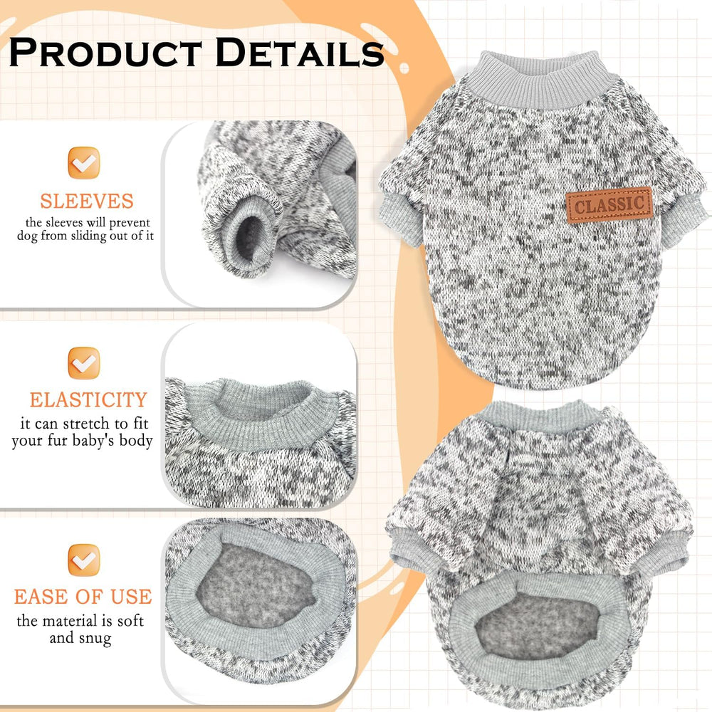 2 Pieces Dog Sweaters for Small Dogs with colorful patterns for stylish winter looks.