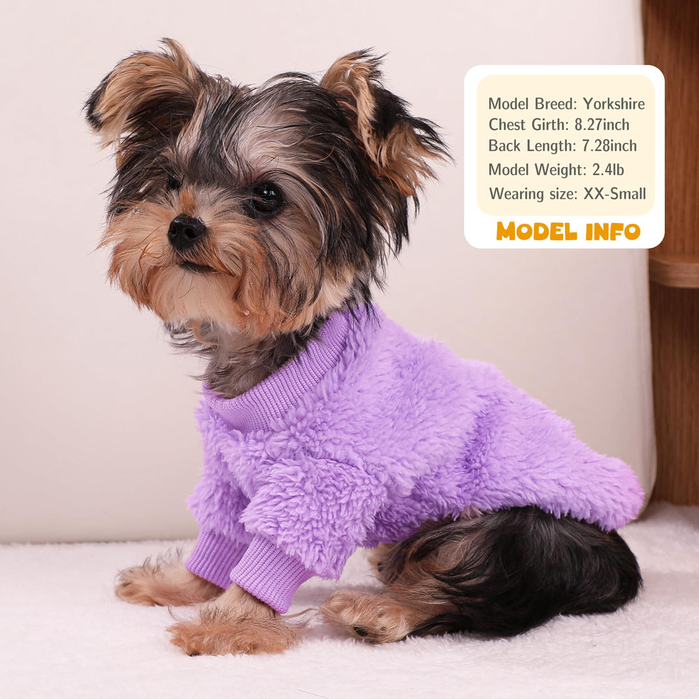 Dog Sweaters Size-M Measurement Guide; designed for small breeds like poodles and bichons.