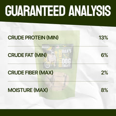 DogaBetix Ella's treats bag open reveals wholesome chicken bits for a tasty, low glycemic reward.